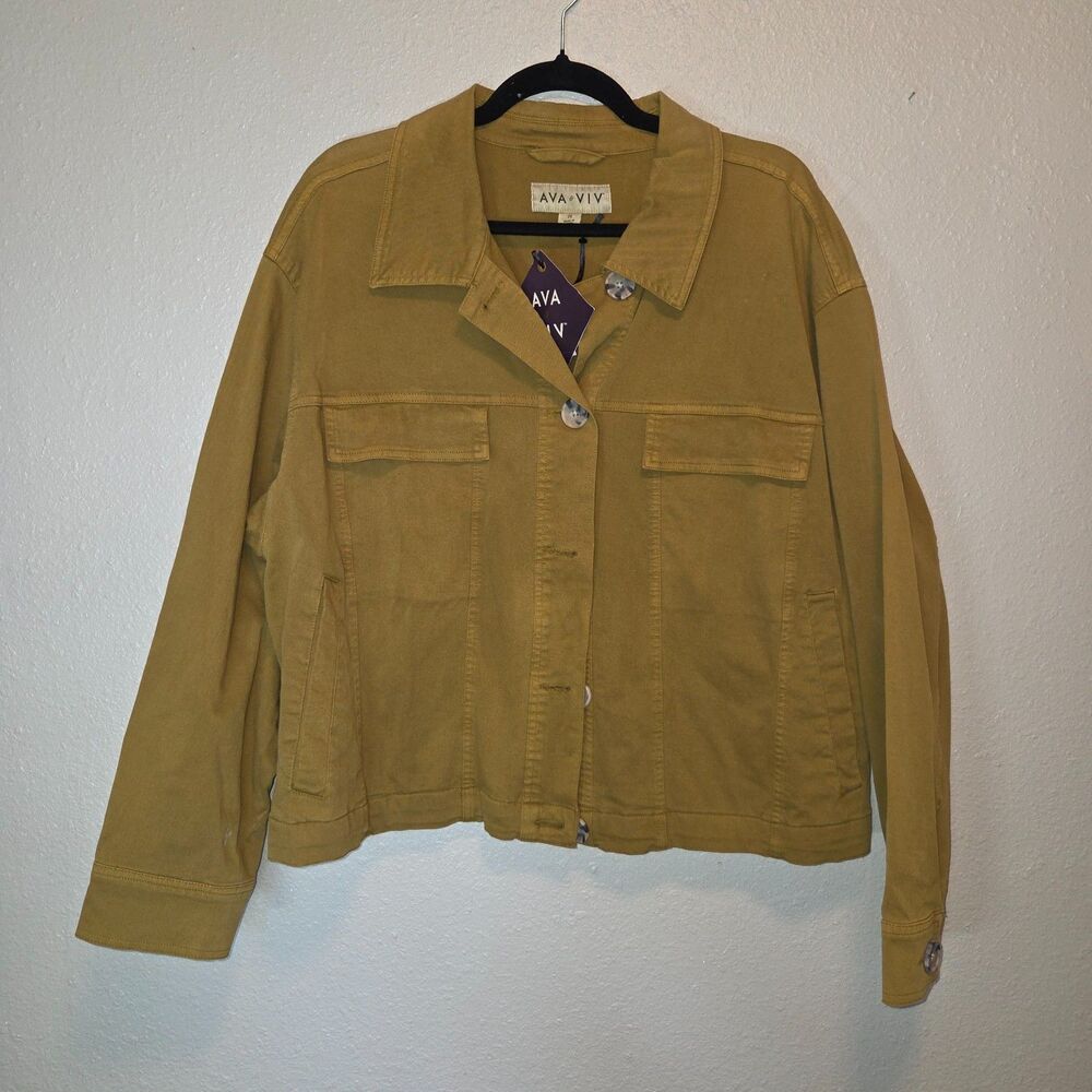 NWT Ava & Viv Mustard Yellow Utility Jacket - Size 2X